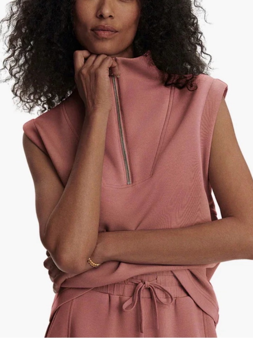 Varley Magnolia 2.0 1/2 Zip Tank Canyon Rose Sleeveless Sz S